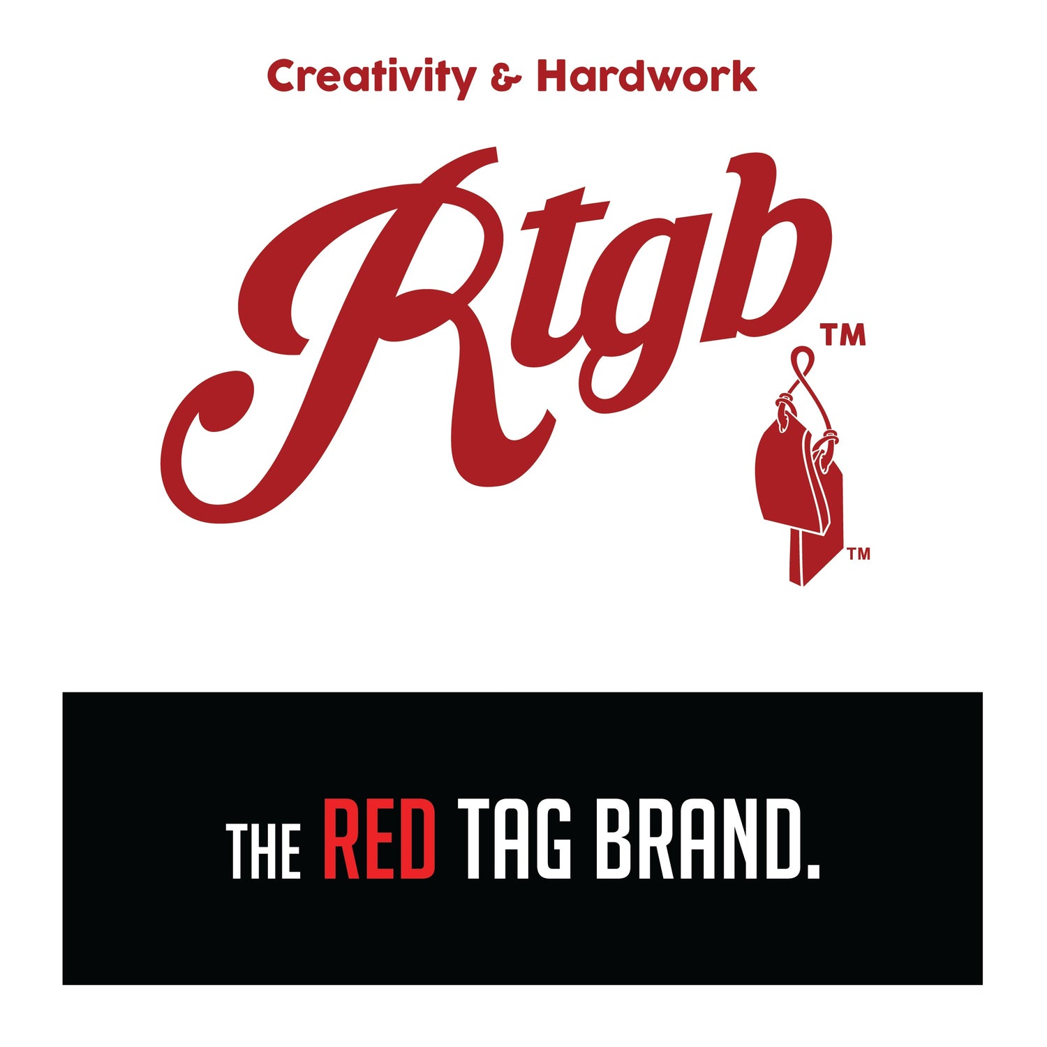 Red Tag Brand logo red and black ink creativity and hardword