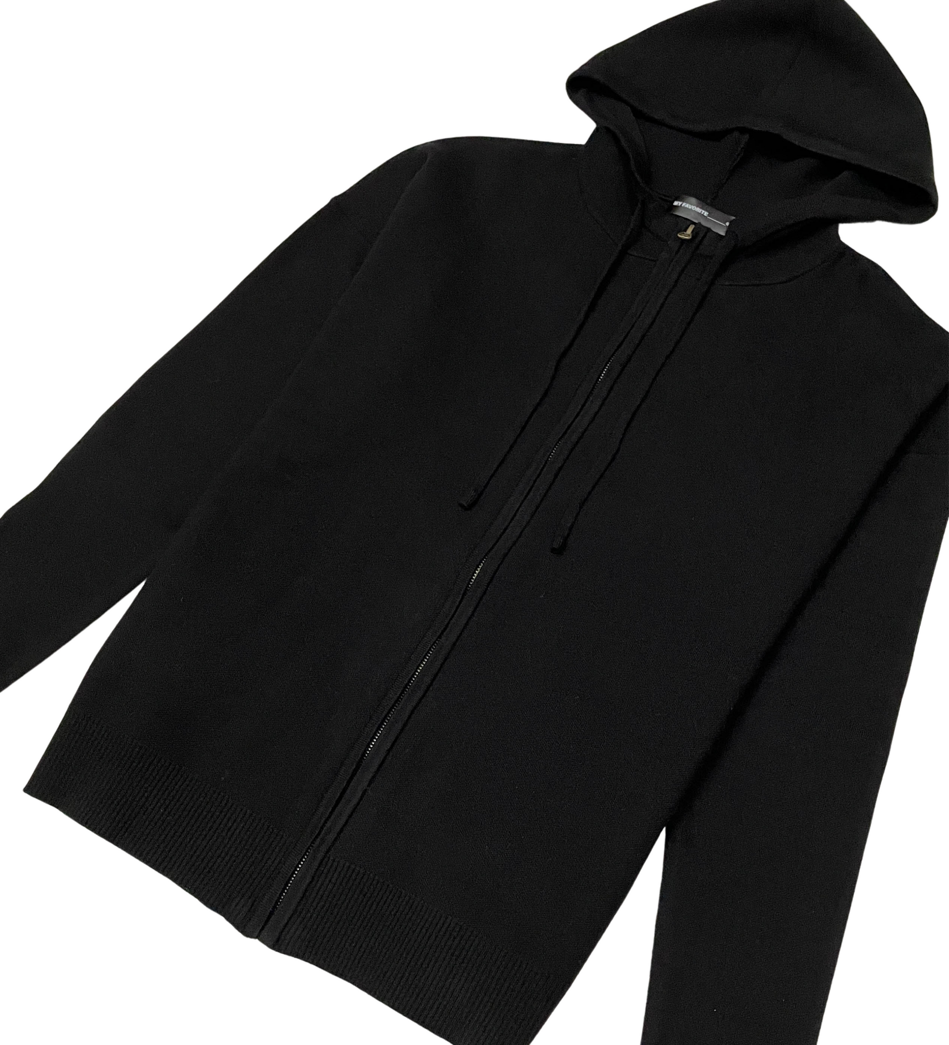 Viscos Poly Double Knit Zip Up Hoodie - Black | My Favorite _3