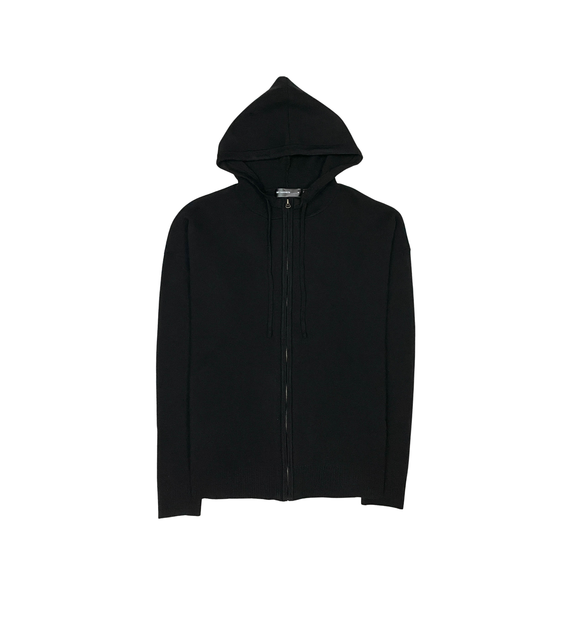 Viscos Poly Double Knit Zip Up Hoodie - Black | My Favorite _2