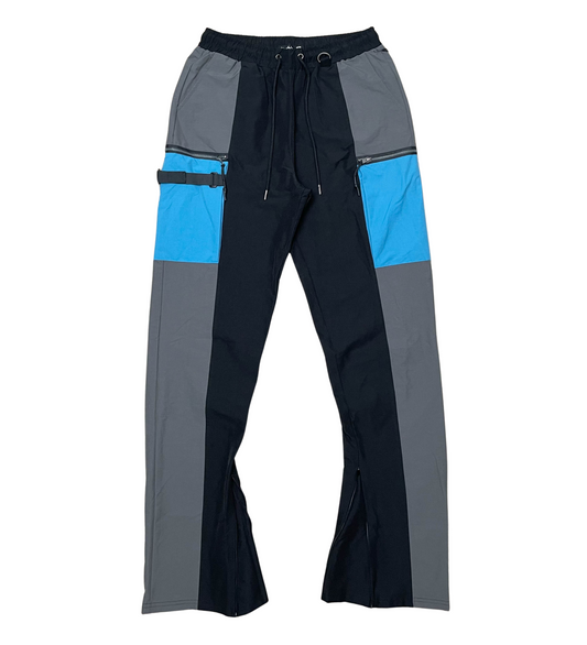 Stacked Nylon Color Block Jogger w/ Zipper Trim