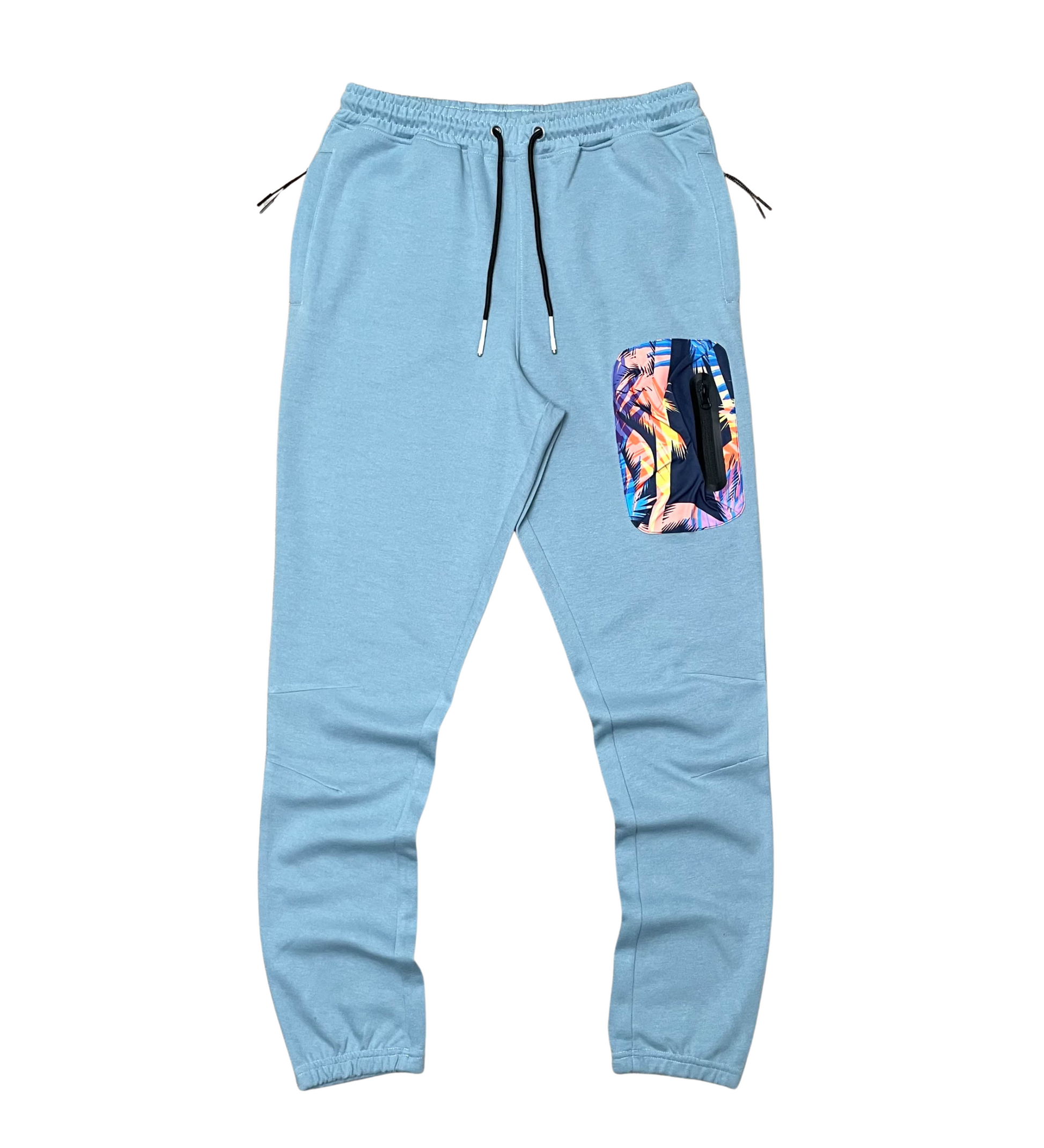 Nylon Mix Jogger Set W/ Detachable Vest + Hoodie - Light Blue | Civilized _12