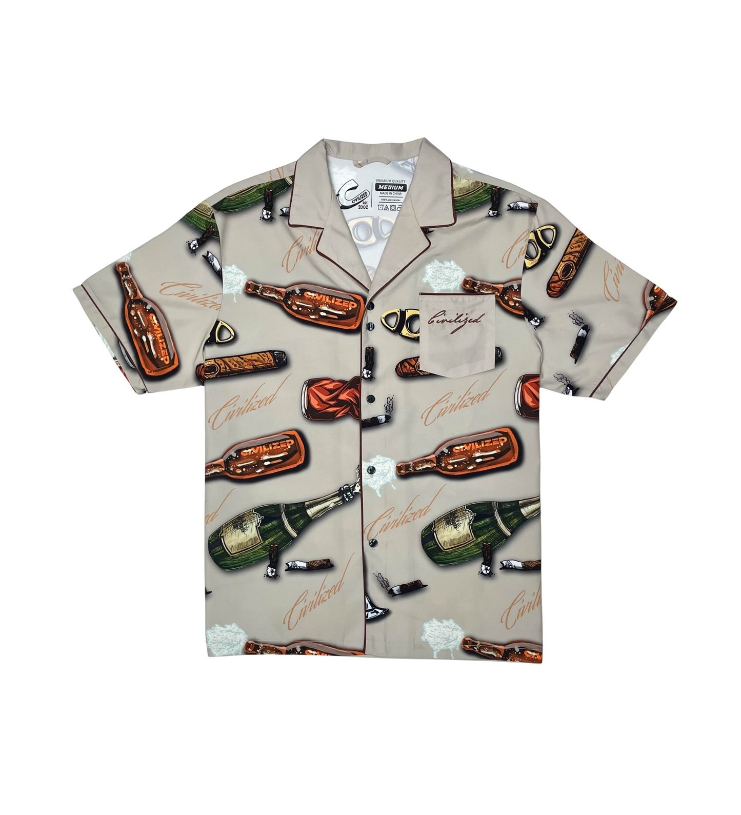 Party Button Down Sublimation Shirt - Dark Brown | Civilized _3