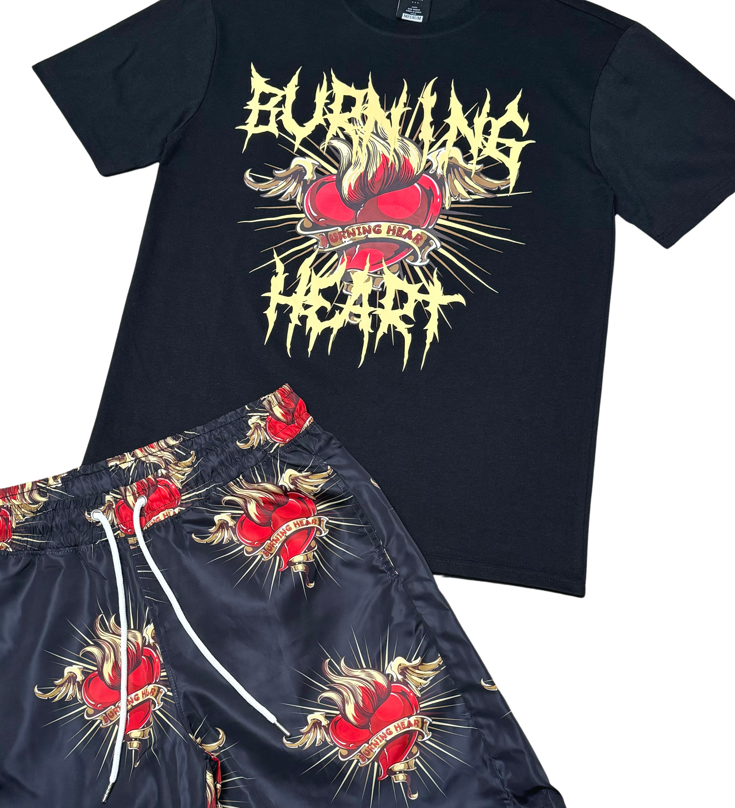 Burning Heart Tshirt Short Set