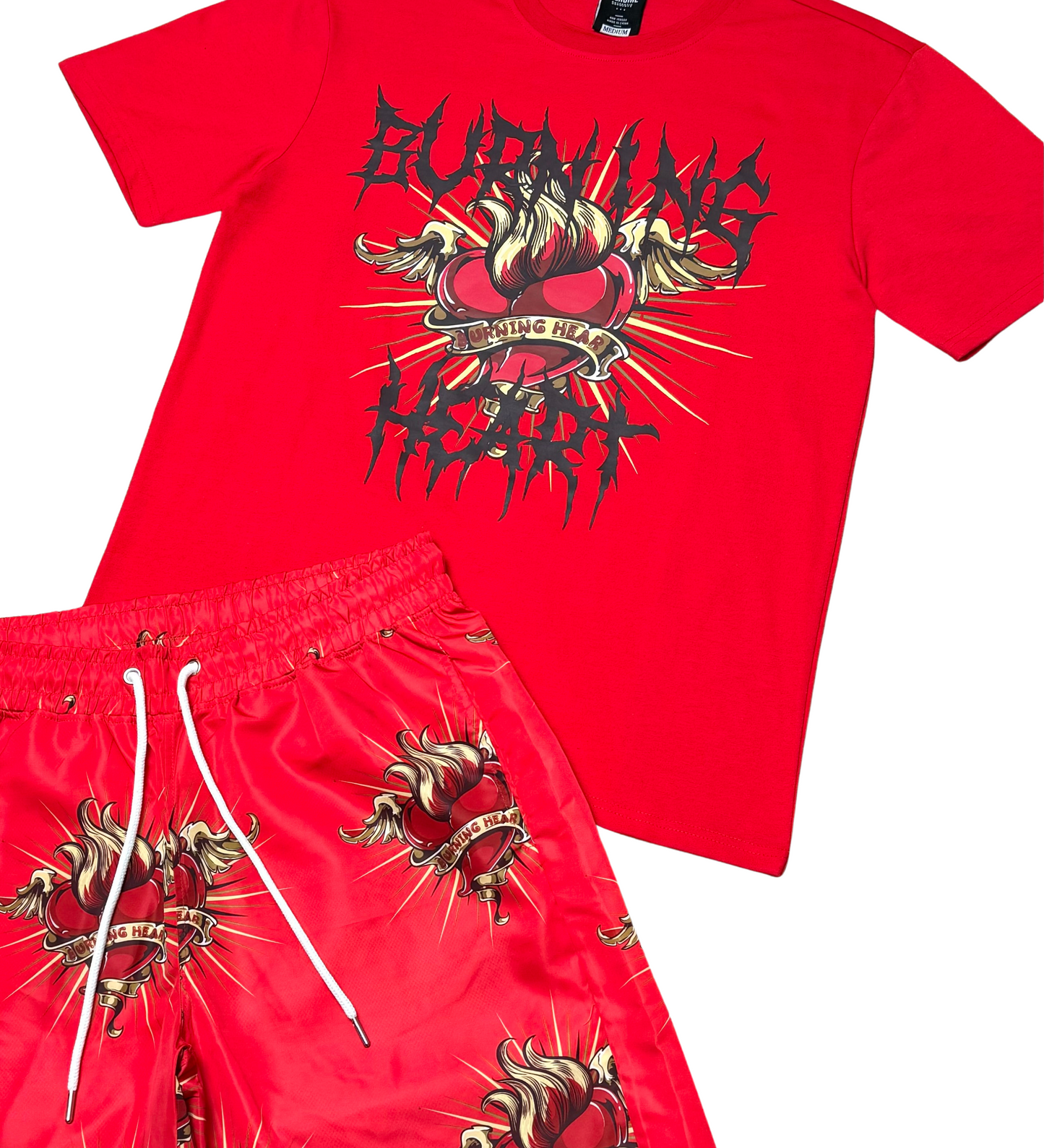 Burning Heart Tshirt Short Set