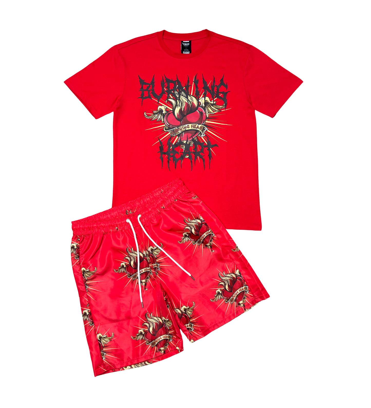 Burning Heart Tshirt Short Set