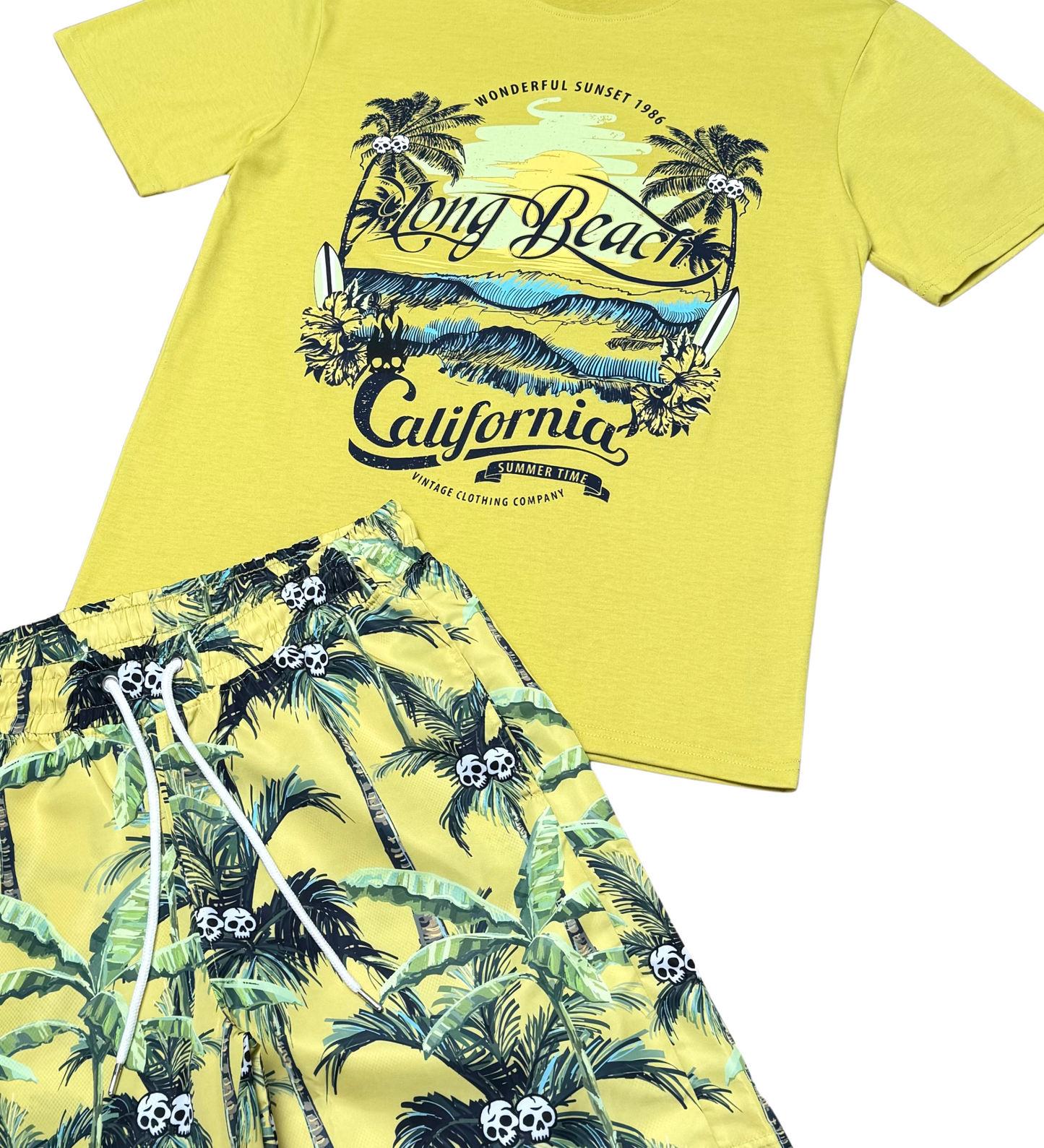 Long Beach California Tshirt Short Set