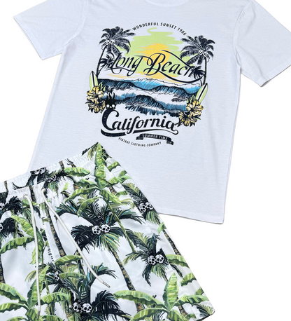 Long Beach California Tshirt Short Set