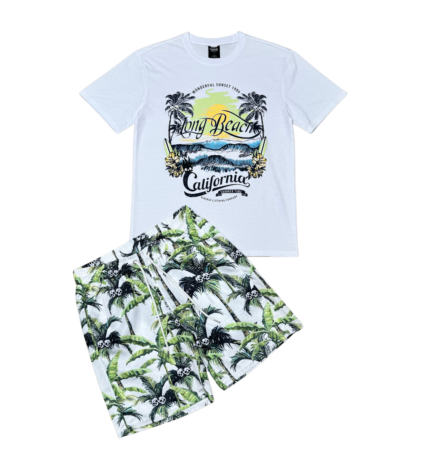 Long Beach California Tshirt Short Set