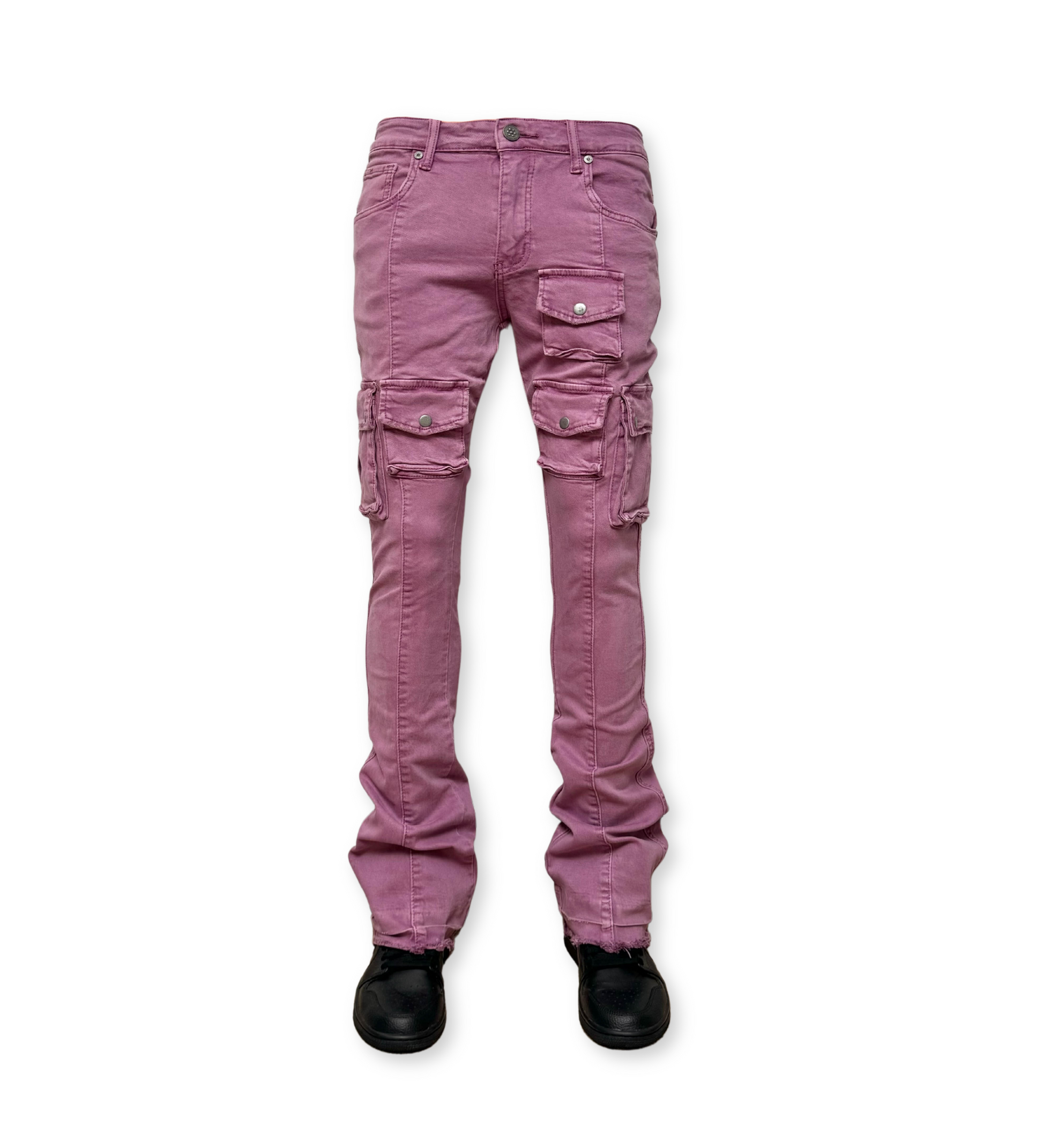 Utility Cargo Flare Denim Purple Mauve 1