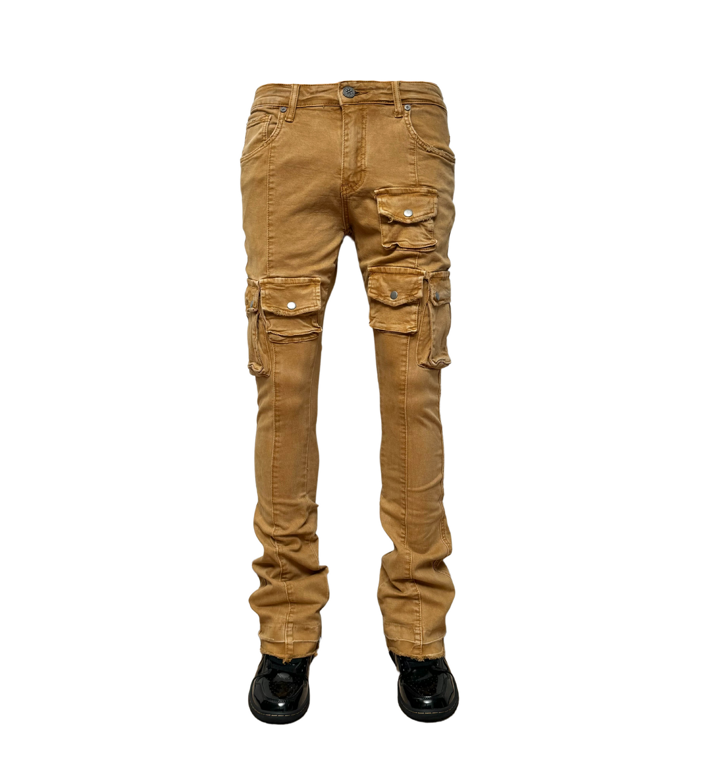 Utility Cargo Flare Denim Tan 1