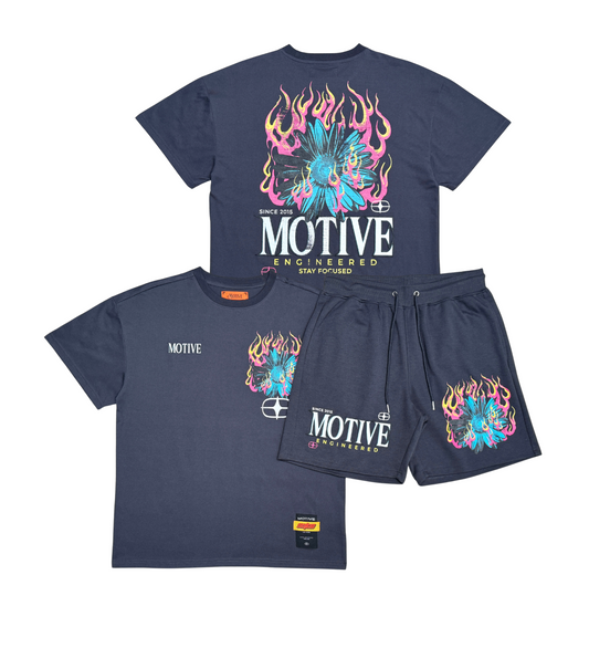 Motive Engineered T Shirt Short Set