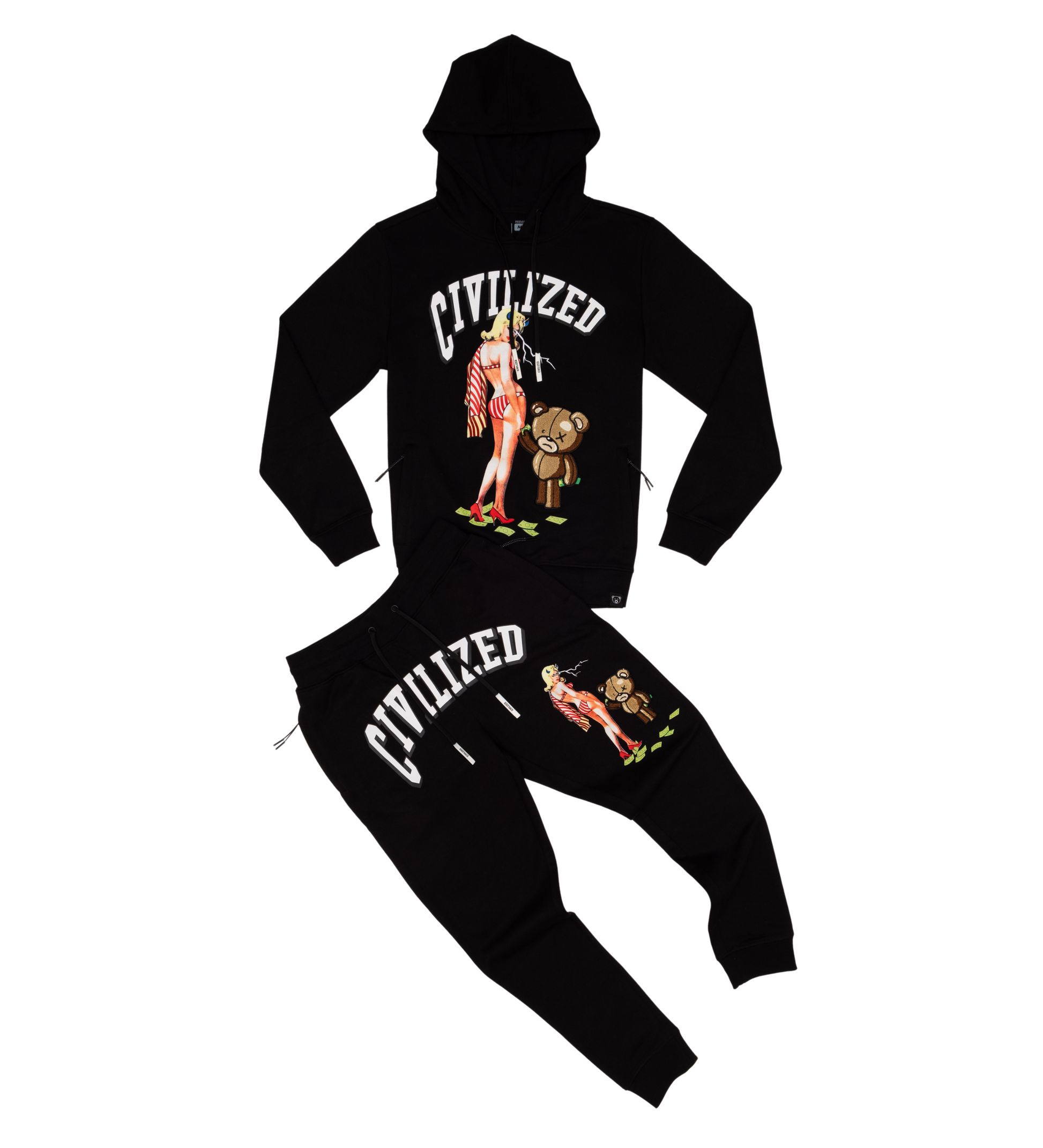 Civilized Sugar Daddy Bear Hooded Jogger Set Civilized Clothing Brand